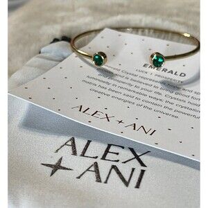 Alex and Ani Flex Cuff Bracelet Emerald WEAR FOR LUCK + PROSPERITY